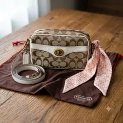 ◇COACH◇シグネチャー ターンロックミニショルダーバッグ スカーフ 