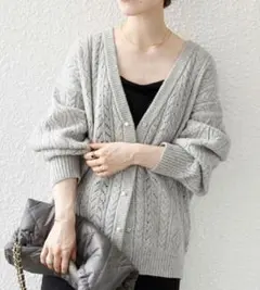 SHIPS any: レース編みカーディガン
