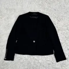 ZARA ザラ　スナップボタン　ノーカラージャケット　ジップ袖　ブラックのサムネイル
