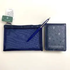 新品 アフタヌーンティー ボールペン メモパッド メッシュ ポーチ ネイビー