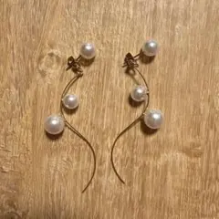 パールとゴールドのロングピアス【値下げ】