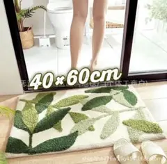 2000 リーフ柄　玄関マット 40x60cm バスマット　インテリア グリーン