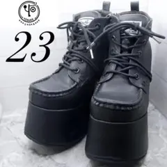 【2】23 YOSUKE ブラック　ヨースケ　黒 厚底ブーツ レースアップ