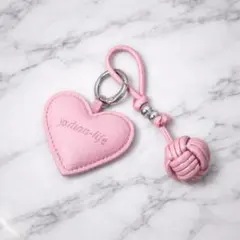 ハート キーホルダー チャーム ナチュラル レザー 韓国