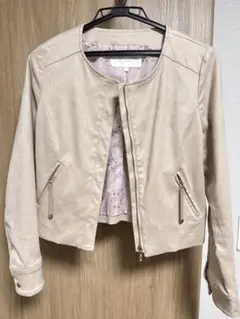 フェイクスエードノーカラーブルゾン