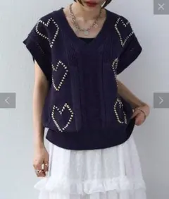 【新品未使用】w closet　ハート刺繍ニットベストのサムネイル