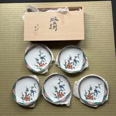 須田菁華 九谷焼 染錦 紙風船文鉢 向付 x 5客 共箱 布付 - メルカリ