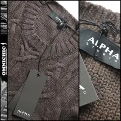 ALPHA STUDIOアルファスタジオケーブル編カシミヤ混ウールニット46のサムネイル
