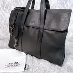 美品【コーチ】メトロポリタン 2way ビジネスバッグ レザー A4可 ブラック