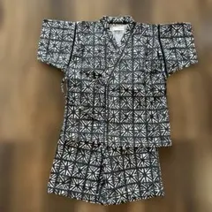 b.ROOM 甚平 サイズ120 黒と白の幾何学模様