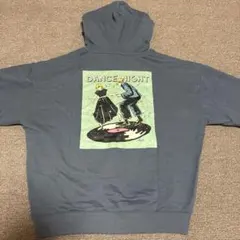 【美品】バックナンバー　バックプリントフード付パーカー　ブルーグレー　M