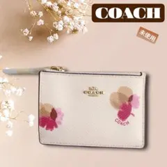 【未使用】COACH コーチ ミニスキニーIDケース／フローラル柄 ②