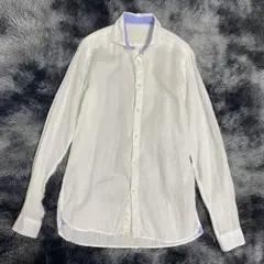 ZARA MAN ザラ リネン100% シャツ　長袖　麻　M ホワイト　メンズのサムネイル