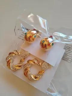 ゴールドトーン ピアス 2点セット