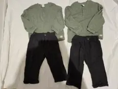 H&M 上下セット 長袖長ズボン 90cm 2組セット グリーン