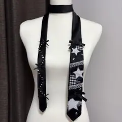 【一点もの】リメイクネクタイ　ブラック×ホワイト