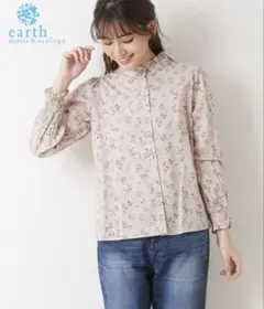earth music&ecology＊小花柄＊スタンドカラー＊フリル＊ブラウス