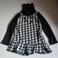 ハウンドトゥース柄 長袖ワンピース 120cm