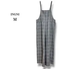 【INGNI】イング　グレーチェックサロペット　オーバーオールワイドパンツ　Mのサムネイル