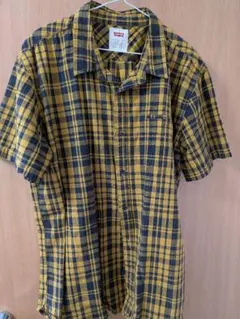Levi's 半袖 チェックシャツ マスタード イエロー XL
