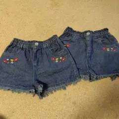 刺繍入りデニムショートパンツ　2着セット