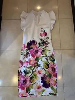 極美品☆シグニチャー☆花柄ラップジャージワンピース☆US6☆ピンク 