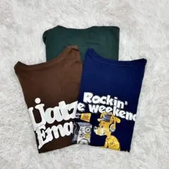 ３点セット レディース S 子供150 Tシャツ 半袖 緑 ブラウン ネイビー