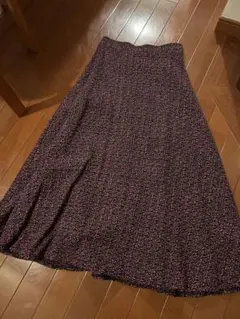 新品未使用神戸レタスツイードフレアロングスカート黒ピンクM