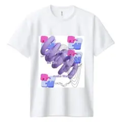 ☆3L メンズドライ素材　グラフィックプリント ホワイトTシャツ