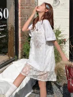 【シーインSHEIN】DAZY春新作レースデザイン キャミソールレースワンピース