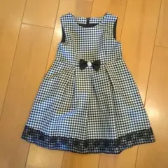 ギンガムチェック ワンピース 黒リボン付き