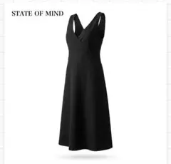 STATE OF MIND ジャンパースカート M ブラック ウール混 Vネック