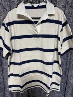 ストライプデザイン 半袖ポロシャツ　moussy