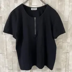 古着 agnes b. 半袖ハーフジップ ブラウス サイズ ブラック