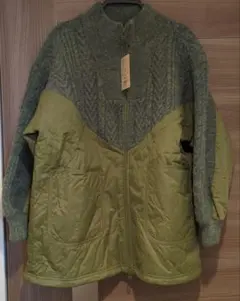【未使用品です】ニコアンド　ケーブルキルトジップブルゾン　カーキ