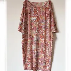 ペイズリー柄 五分袖 チュニックワンピースマルチカラー エスニック柄フリーサイズ