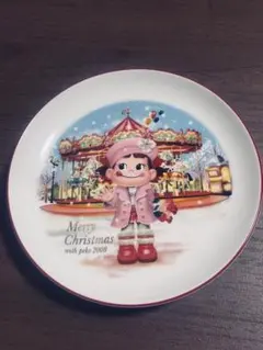 不二家　ぺこちゃん　メリークリスマス2008 陶器皿【箱なし】