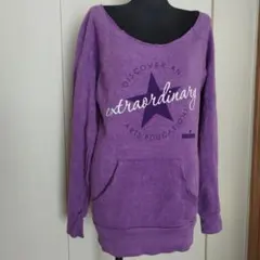 アメリカ古着　紫色オフショルダー長袖トップス