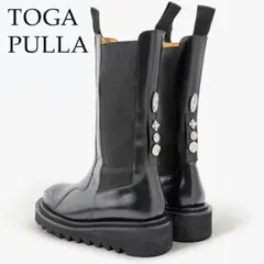 極美品 トーガ TOGA　厚底 サイドゴア ブーツ スタッズ ロング 黒 39のサムネイル