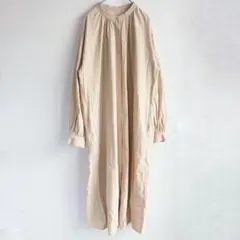 ジーユー　ロングシャツワンピース ベージュ　ゆるだぼ　綿100% ナチュラル　L