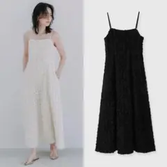 新品 エンブロイダリー フレア キャミワンピース アイボリー ブラック