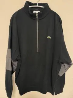 LACOSTE ハーフジップスウェット ブラック US M