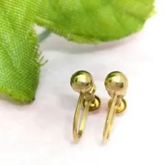 タイムセール♡K18 イエローゴールド 丸玉 イヤリング ねじ式 4mm