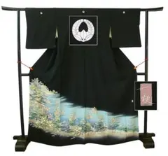 美品 作家物 結婚式 一越地 友禅本加工染柄 黒留袖（正絹）仕立上り＜D676＞
