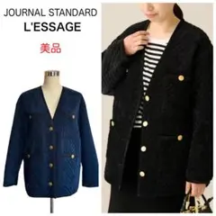 美品 ジャーナルスタンダード レサージュ ベロアキルティングVネックブルゾンのサムネイル