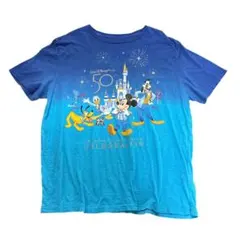 Disney 50th プリントTシャツ　グラデーション　古着8Sd