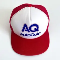 海外古着 プリント 企業物 メッシュキャップ トラッカー 帽子 レッド