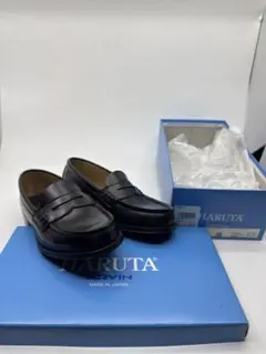 HARUTA ブラックレザー ローファー レディース22.5