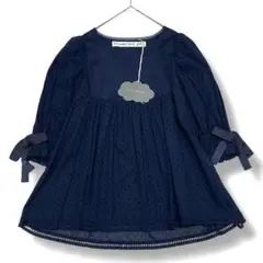 新品 Drowse and yet… ネイビー 七分袖 ドット ブラウス 日本製