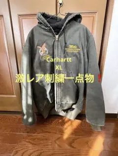 【希少】カーハート アクティブジャケット 企業ロゴ 刺繍ロゴ モスグリーン XL